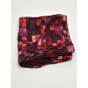 Coldwater‎ Creek Burgundy Red Silk Blend Geometric Burnout Sheer Scarf 17x72